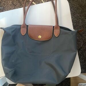 Longchamp Gray and Brown Tote Bag